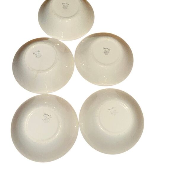 Vtg Myotts Melody England x5 rose decor blue copper print transferware, France c - Picture 13 of 14